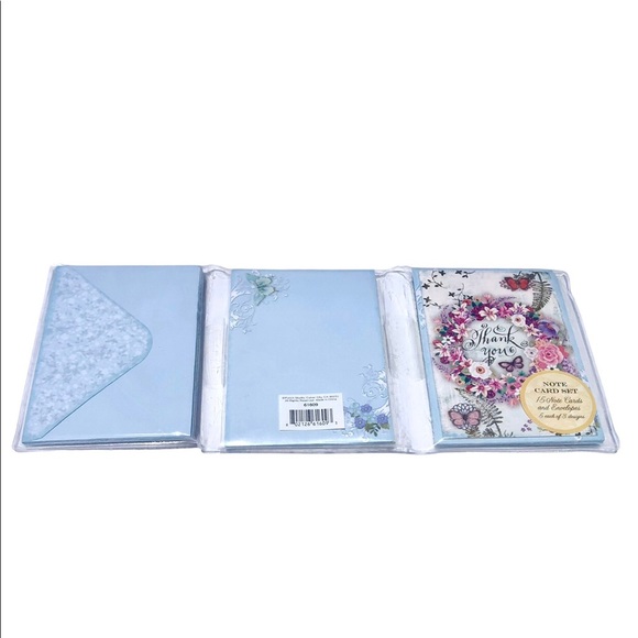 Punch Studio Floral Wreath Thank You Note Cards In TriFold Vinyl Sleeve (61609) - Picture 5 of 6